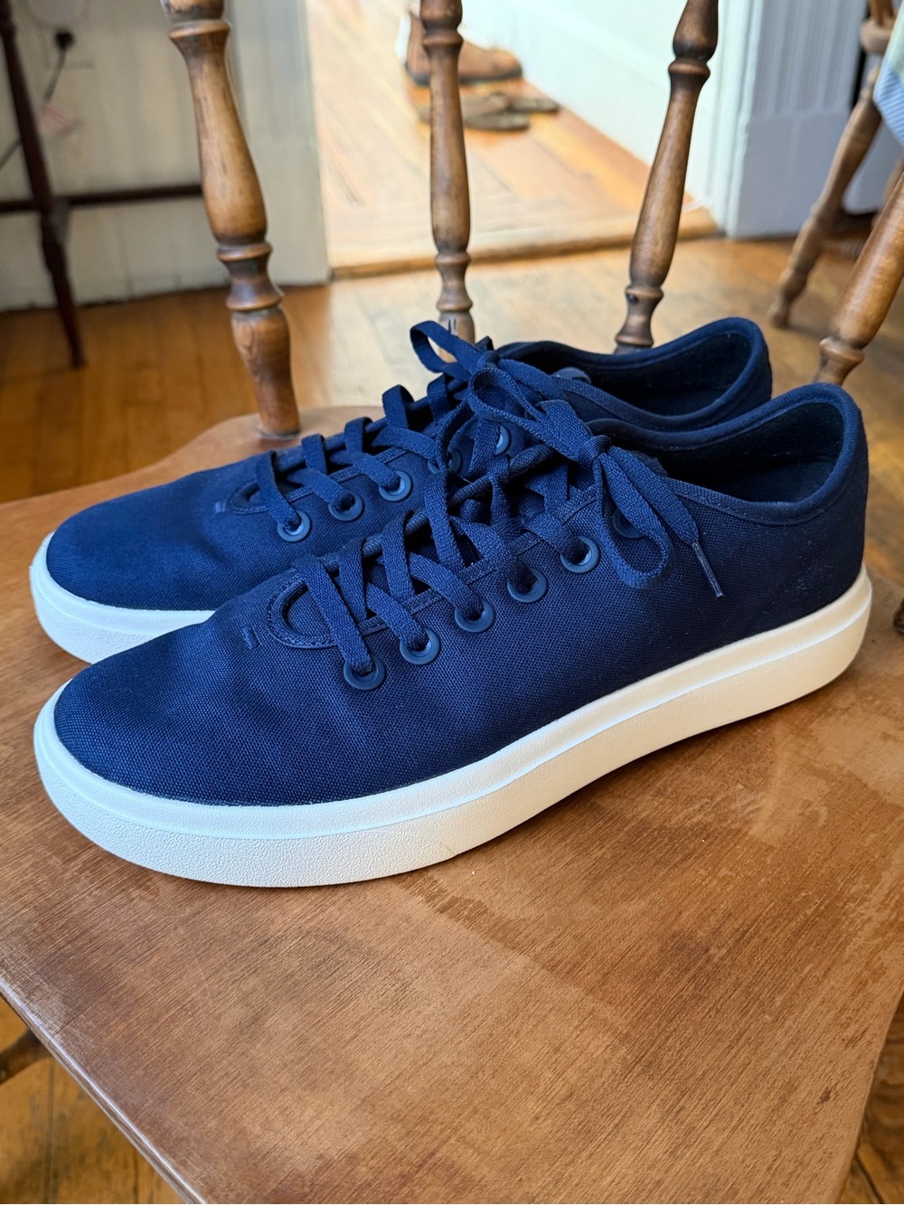 allbirds Men's Navy Canvas Low-Top Sneakers with Off-White Sole
